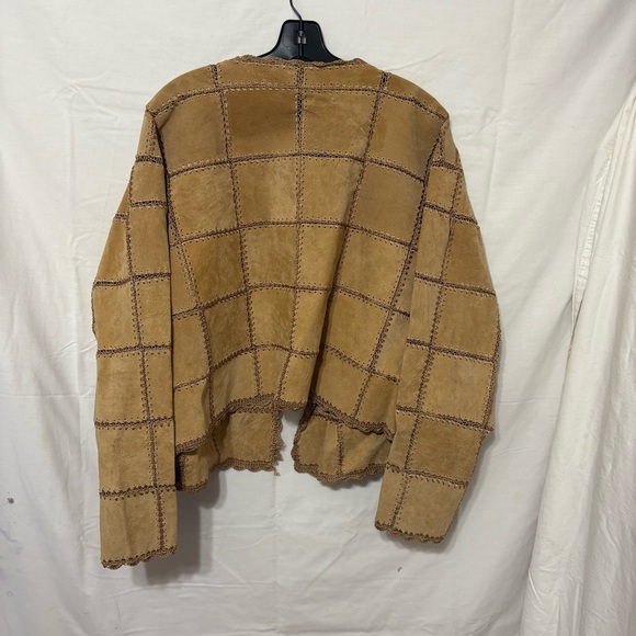 vintage S. M . H. suede leather and crochet patchwork coat/jacket size 3X - Picture 6 of 11